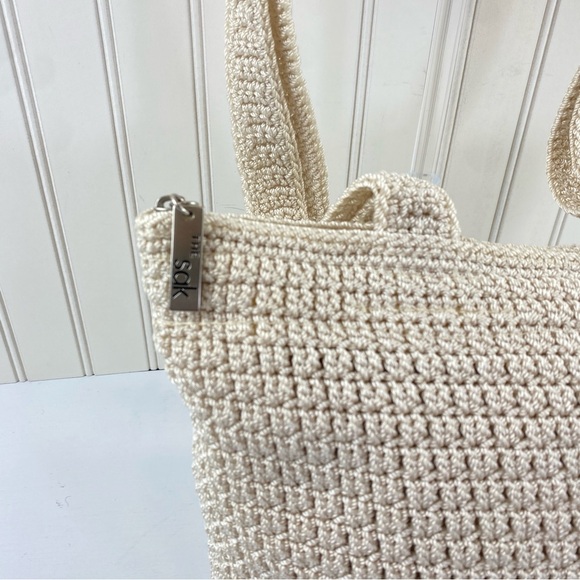 The SAK Ivory Crochet Zip‎ Top Shoulder Handbag Purse Bag - Picture 3 of 14